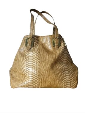 Steven by Steve Madden Snakeskin Zip Front Buckle Large Tote